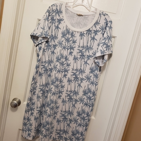 June & Delaneey Palm Tree Print Knit Casual Dress Size 1X - Picture 9 of 11